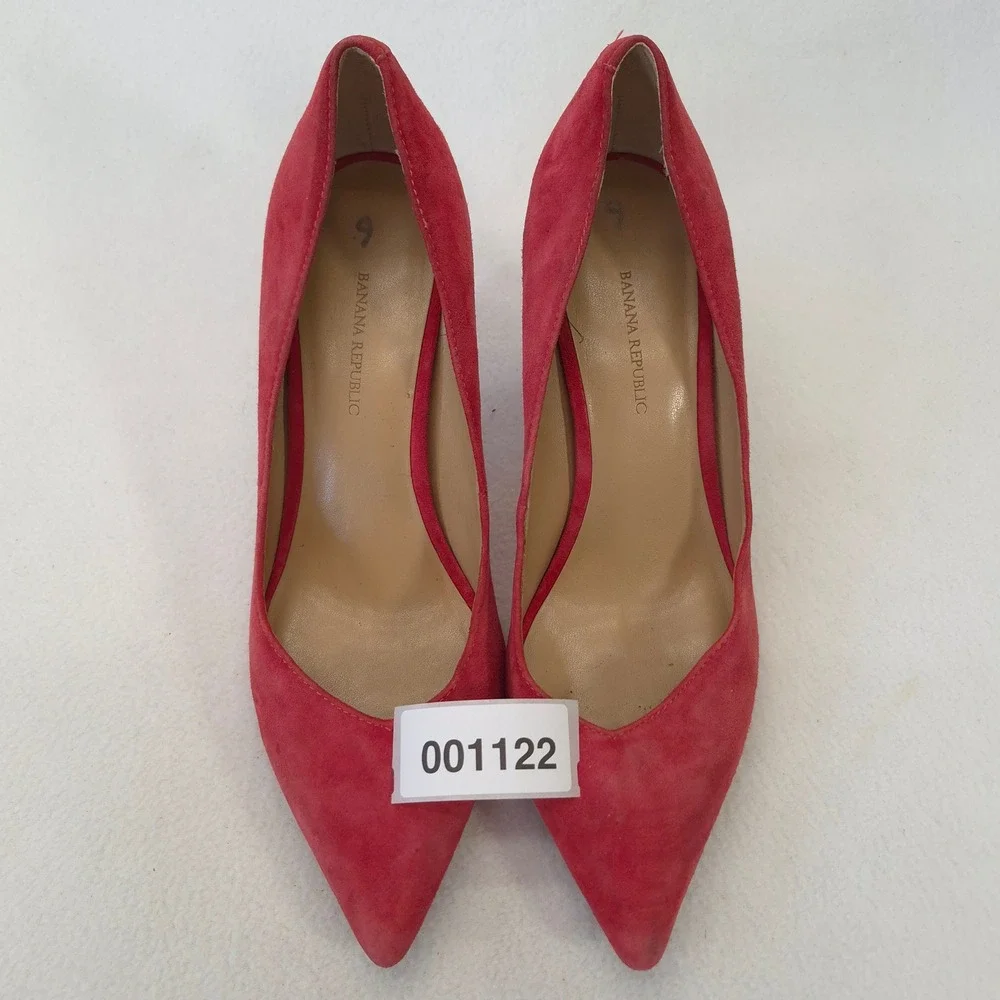 Banana Republic Red Suede Pointed Toe Stiletto Pumps Heels Womens 9
